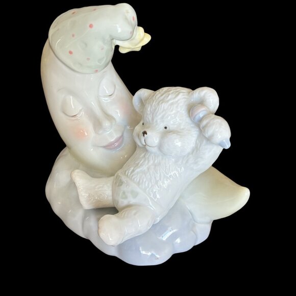 Lullaby Lane Summit Collection 1991 Music Box Moon & Teddy Bear “Hush My Baby” - Picture 4 of 7